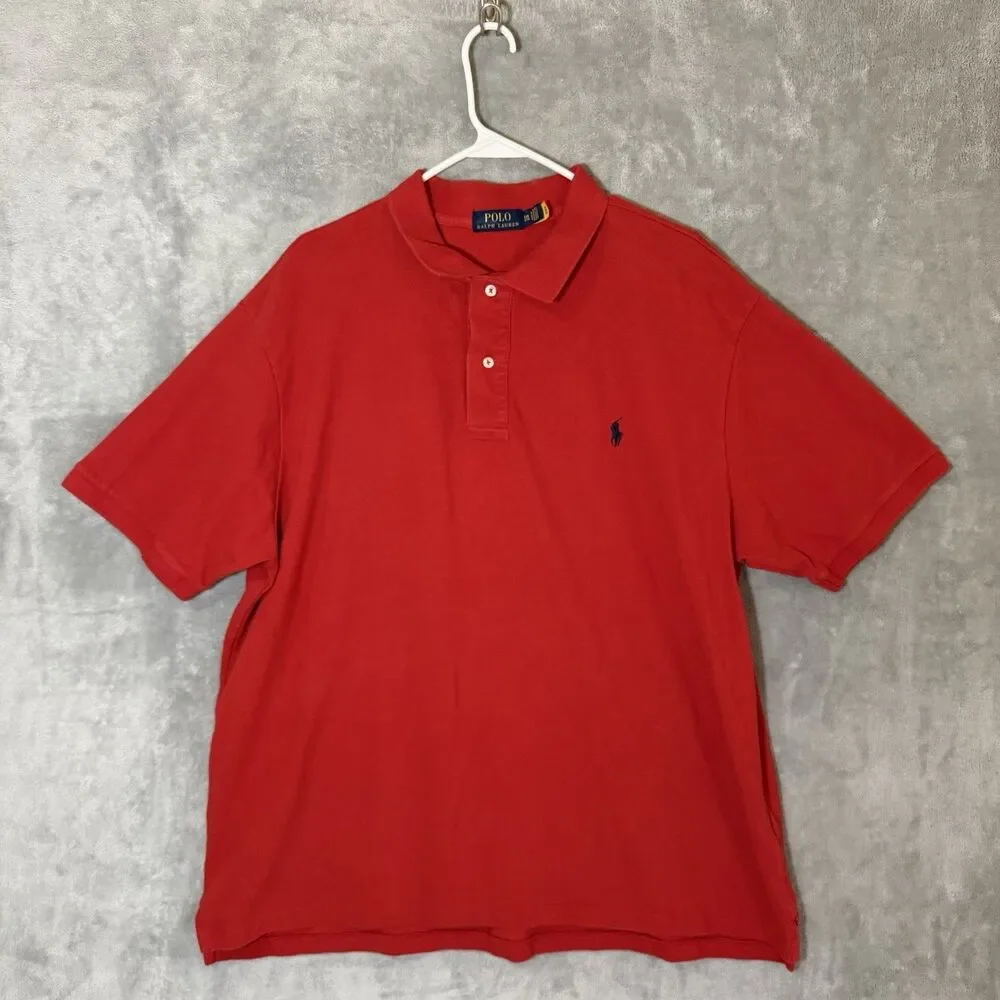 Polo By Ralph Lauren Men's 2XB Red Polo Shirt Embroidered Pony Vintage READ